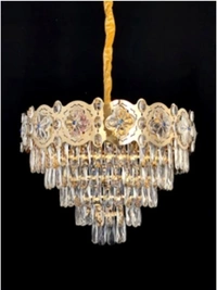 Ornate Brass & Crystal Chandelier | Classic Vintage Design Chandelier in Jaipur - Sriramlighthouse.in - White, Gold
