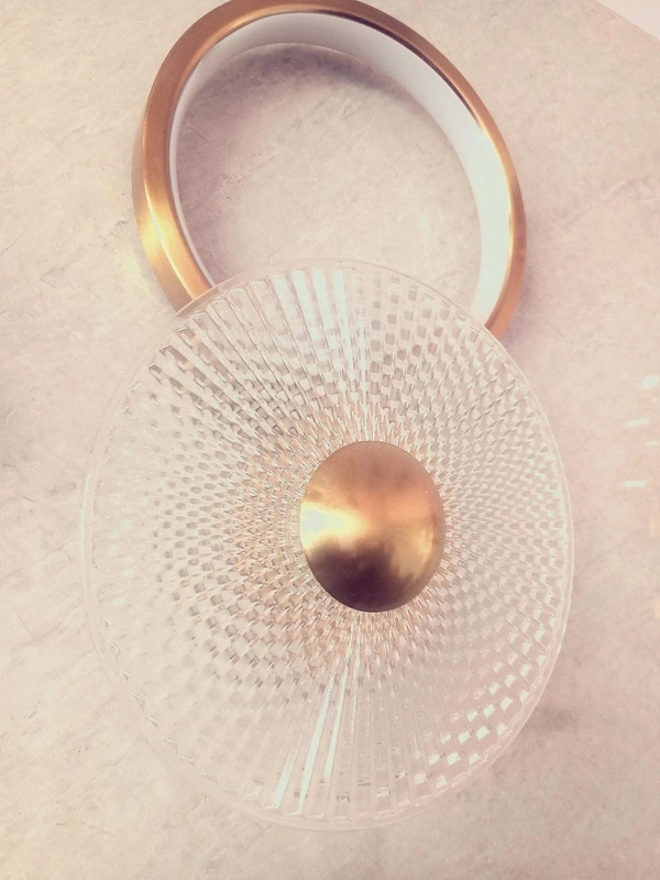 Golden Crystal Ring Light With Glass - Gold