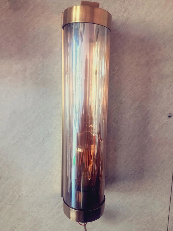 Gold Metal With Long Glass Tube Wall Light  - Geebung
