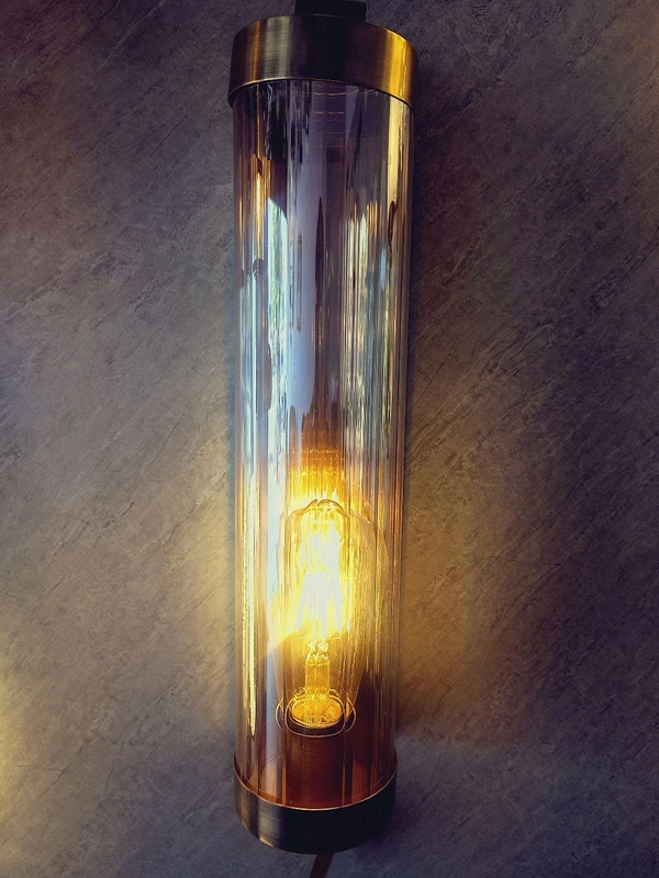 Gold Metal With Long Glass Tube Wall Light  - Geebung