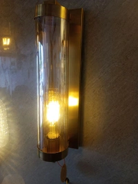 Gold Metal With Long Glass Tube Wall Light  - Geebung