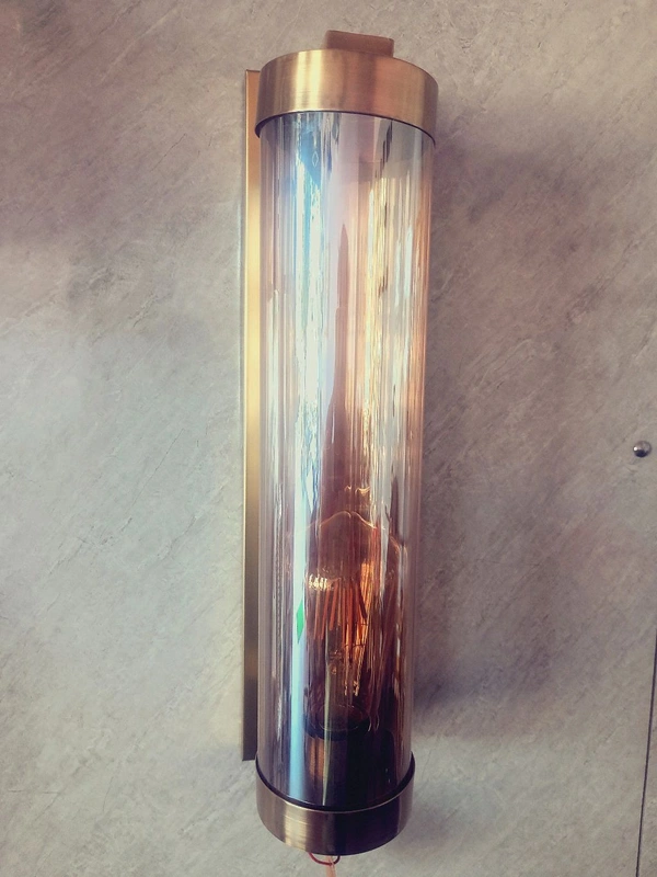 Gold Metal With Long Glass Tube Wall Light  - Geebung