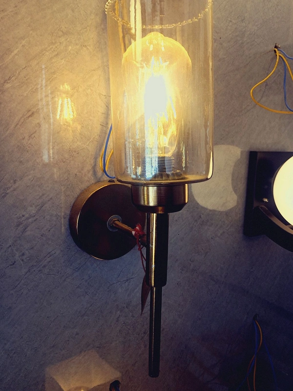 Curv Gold Toned Silver Glass Wall Lamp - Gold