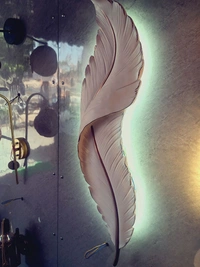 Antique Decorative Feather Wall Light - White