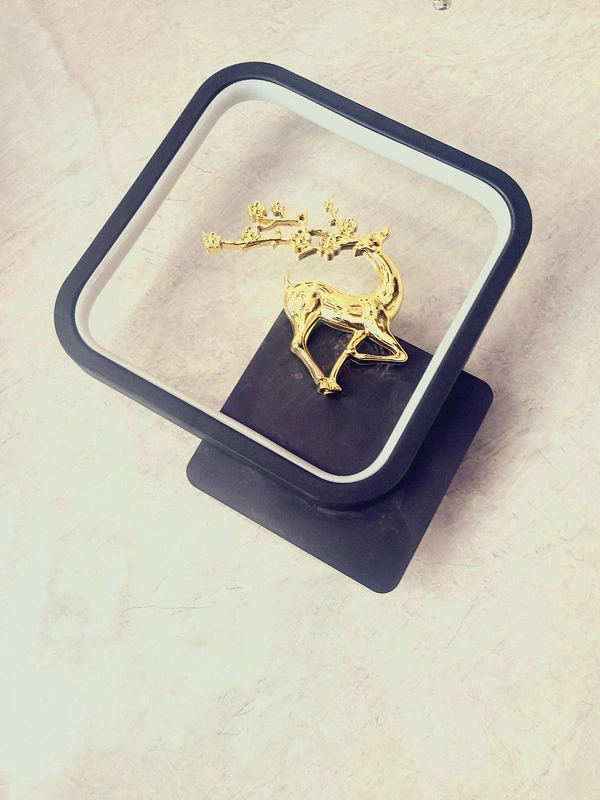 Square Golden Deer With White Light Effect Wall Light - Gold