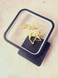 Square Golden Deer With White Light Effect Wall Light - Gold