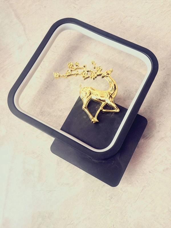 Square Golden Deer With White Light Effect Wall Light - Gold