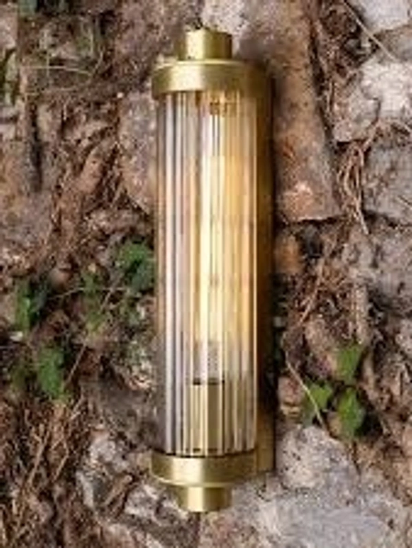 Gold Metal With Long Glass Tube Wall Light  - Geebung
