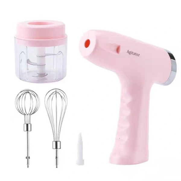 3 in 1 Wireless Electric Hand Mixer, stainless steel, 5-Speed USB Rechargeable Cordless Handheld Mixer Maker for Coffee, Cappuccino, Baby Food, Egg Beater, Cake, Baking Cooking