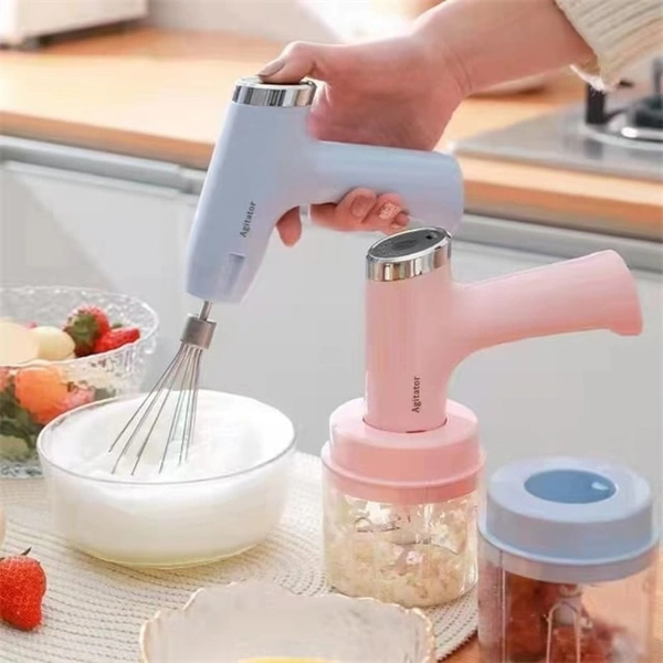 Agitator 3 in 1 Wireless Electric Hand Mixer, stainless steel, 5-Speed USB Rechargeable Cordless Handheld Mixer Maker for Coffee, Cappuccino, Baby Food, Egg Beater, Cake, Baking Cooking - Free, Deep Fir