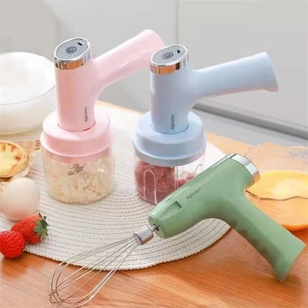 Agitator 3 in 1 Wireless Electric Hand Mixer, stainless steel, 5-Speed USB Rechargeable Cordless Handheld Mixer Maker for Coffee, Cappuccino, Baby Food, Egg Beater, Cake, Baking Cooking - Free, Deep Fir