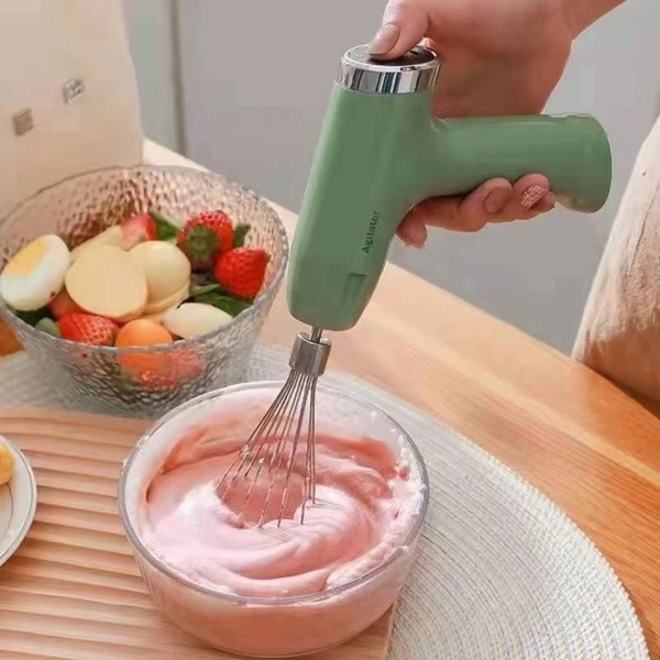 Agitator 3 in 1 Wireless Electric Hand Mixer, stainless steel, 5-Speed USB Rechargeable Cordless Handheld Mixer Maker for Coffee, Cappuccino, Baby Food, Egg Beater, Cake, Baking Cooking - Free, Deep Fir