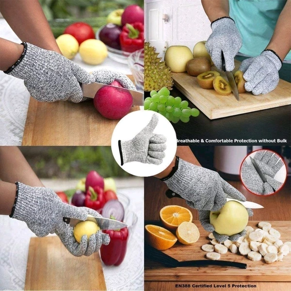 Vcare Cut Resistant Gloves, High Performance Level 5 Protection, Food Grade Kitchen Glove for Hand Safety while Cutting, Cooking, doing Yard Work - Gray, 22*15*1 cm