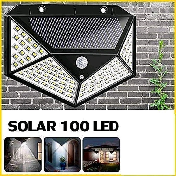 Solar Plus Solar Light 100 LED Motion Sensor Light 4 Side Bright Light with Dim Mode - Security Lamp for Home,  Outdoor Waterproof Wall Night Light, Bright Solar Wireless Security Motion Sensor Light