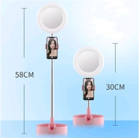 Miraco LED Desktop Makeup Mirror Selfie Light Ring Lamp Adjustable Bright for Live Photo Photography Studio - Blush Pink, 19*18*8 cm
