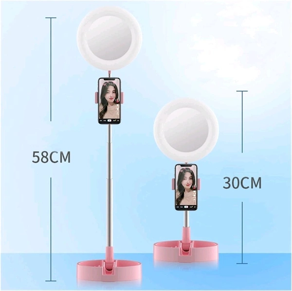 Miraco LED Desktop Makeup Mirror Selfie Light Ring Lamp Adjustable Bright for Live Photo Photography Studio - Blush Pink, 19*18*8 cm