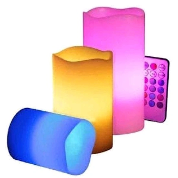 Ledhot Decorative Flameless LED Pillar luma Candle Lamp Romantic Night Color Changing Candle with Remote (Set of 3)