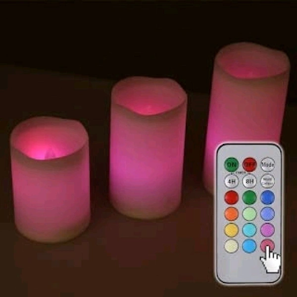 Ledhot Decorative Flameless LED Pillar luma Candle Lamp Romantic Night Color Changing Candle with Remote (Set of 3)