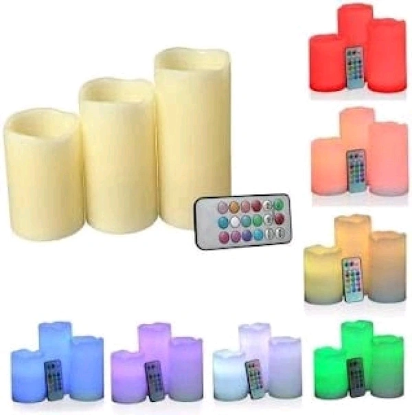 Ledhot Decorative Flameless LED Pillar luma Candle Lamp Romantic Night Color Changing Candle with Remote (Set of 3)