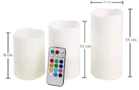 Ledhot Decorative Flameless LED Pillar luma Candle Lamp Romantic Night Color Changing Candle with Remote (Set of 3)
