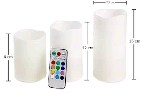 Ledhot Decorative Flameless LED Pillar luma Candle Lamp Romantic Night Color Changing Candle with Remote (Set of 3)