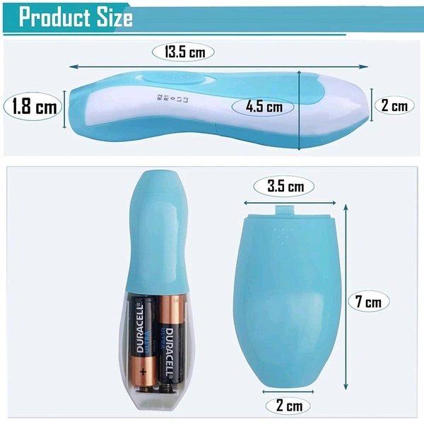 V-Care Baby Nail File Electric Trimmer Kit with Light and 5 Grinding Heads and 4 Speed Control Modes for Newborn, Kids, Adult Toes care, Polish and Fingernails - Blue, 16*9*9 cm