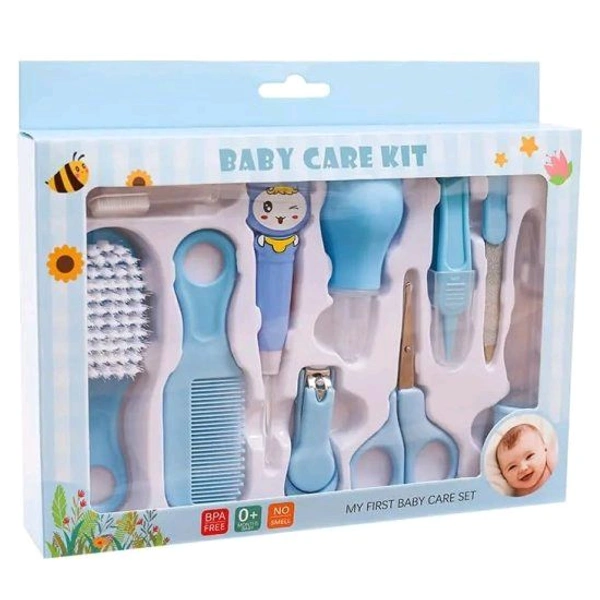 Baby Care 10 in 1 Luxury Manicure Grooming Kit for New Born Baby, Portable Infants Care Baby Grooming Kit Kids Care Accessories Set, Baby Health Care, Nail Clipper, Hair Comb Brush, Nose Cleaner Safety for Toddler Infant Nursing Grooming. - 24*17*4 cm, Pink Flamingo