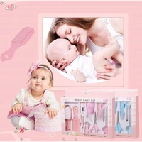Baby Care 10 in 1 Luxury Manicure Grooming Kit for New Born Baby, Portable Infants Care Baby Grooming Kit Kids Care Accessories Set, Baby Health Care, Nail Clipper, Hair Comb Brush, Nose Cleaner Safety for Toddler Infant Nursing Grooming. - 24*17*4 cm, Pink Flamingo