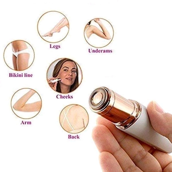 V-Care Finishing Touch Painless Electric Eyebrow Trimmer Facial Hair Remover for Women (White) - White, Item:- L x W x H : 15x10x5 cm
