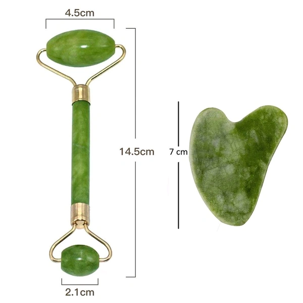V-Care Marble Jade roller Face Massager Double Rollers Antiaging Face Eye Neck Foot Massage Tool Stimulating Blood Flow (Green) - Green, LxWxH : 14.5x4.5x2.1 cm