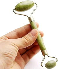 V-Care Marble Jade roller Face Massager Double Rollers Antiaging Face Eye Neck Foot Massage Tool Stimulating Blood Flow (Green) - Green, LxWxH : 14.5x4.5x2.1 cm