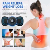 V-Care Body massager machine for pain relief wireless portable neck massager with 8 modes and 19 strength levels rechargeable full EMS mini massager butterfly massager for shoulder legs massage, neck & back massager. - Black, 16*9*2 cm