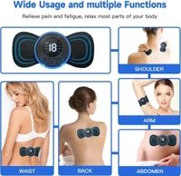 V-Care Body massager machine for pain relief wireless portable neck massager with 8 modes and 19 strength levels rechargeable full EMS mini massager butterfly massager for shoulder legs massage, neck & back massager. - Black, 16*9*2 cm