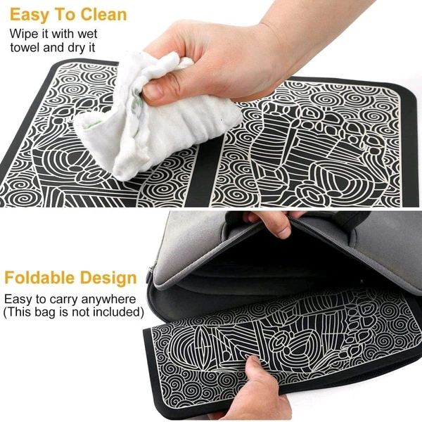 Unitech Foot Massager Electric Foot Massage Pad Feet Muscle Simulated Massage Therapy for Foot | Rechargeable Portable Automatic Folding with 8 Mode/19 Intensity - Black, 32*14*4 cm