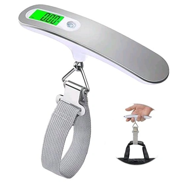 unicorn Electronic Balance Portable Hook Weighing Machine Digital Hanging Luggage Fishing Hook Scale with Stainless Steel Travel Scale Suitcase Scale with Strong Straps and Backlit, Luggage Weight Scale Portable, Digital Luggage Scales for Flights, Travel, Home 50 kg - Gray, 17*4*9 cm