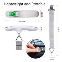 unicorn Electronic Balance Portable Hook Weighing Machine Digital Hanging Luggage Fishing Hook Scale with Stainless Steel Travel Scale Suitcase Scale with Strong Straps and Backlit, Luggage Weight Scale Portable, Digital Luggage Scales for Flights, Travel, Home 50 kg - Gray, 17*4*9 cm