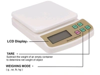 V-Tech Multipurpose Portable Electronic Digital 10 Kg Kitchen Weight Scale Machine with Tare Function Measure for Measuring Fruits, Spice, Food and Vegetable (White Color) - White, 24x16x4.5 cm