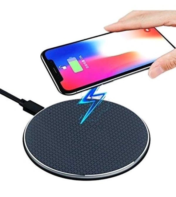 Smart Tech Wireless Charger Fast Qi Certified 10W Charging Pad - Compatible with Smartphone & Other Qi Devices (Charging Cable Included) (Black) - Black, Free