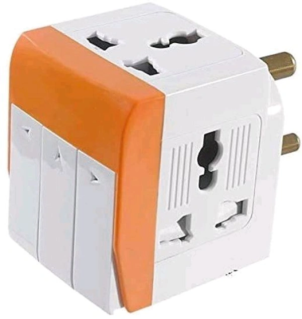 Smart Tech 3 Pin Multi Plug Socket-Universal Travel Adapter with Individual Switch Safety Shutter LED Indicator-3 Way Plug Extension for Home Office Travel-5A-250V Universal Travel Adapter Multi-Plug with Individual Switch and LED Indicator 3 pin for Home and Official use. - White, Free