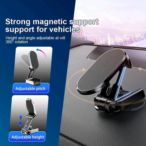 Smart Tech Magnetic Mobile Holder for Car 360 Degree Rotation Dashboard Stand, Universal Magnetic Cell Phone Stand for Cars Alloy Folding Compatible with Smart phones, Perfect for GPS and Compatible with a Wide Range of Phones. - Silver