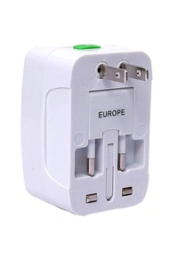 Smart Tech Universal Travel Adapter Worldwide Travel Adapter with Built-in Dual USB Charger Ports (Universal Travel Adapter) (2 USB Travel Adapter)