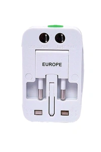 Smart Tech Universal Travel Adapter Worldwide Travel Adapter with Built-in Dual USB Charger Ports (Universal Travel Adapter) (2 USB Travel Adapter)