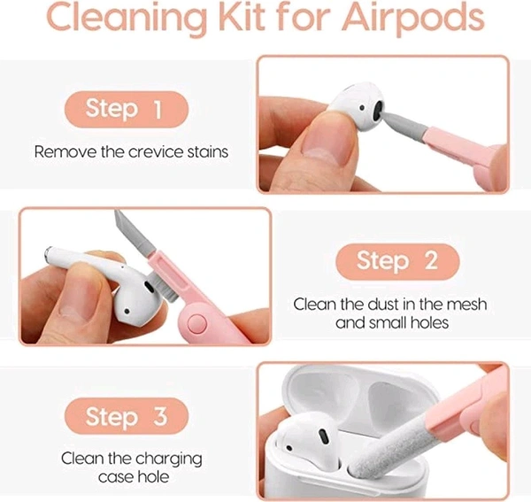 Smart Tech 7 in 1 Electronic Cleaner kit, Cleaning Kit for Monitor Keyboard Airpods MacBook iPad iPhone iPod, Screen Dust Brush Including Soft Sweep, Swipe, Airpod Cleaner Pen, Key Puller and Spray Bottle - Pink Lace, Free
