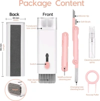 Smart Tech 7 in 1 Electronic Cleaner kit, Cleaning Kit for Monitor Keyboard Airpods MacBook iPad iPhone iPod, Screen Dust Brush Including Soft Sweep, Swipe, Airpod Cleaner Pen, Key Puller and Spray Bottle - Pink Lace, Free