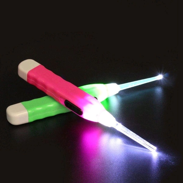 VSRC Earpick LED Flashlight Earpick for Ear Wax Remover and Cleaner Ear Cleaning Tools for Kids and Adults Baby Safe Luminous Visible Ear Spoon Safety Ear Cleaner Ear Pick - Green, Free