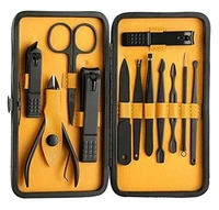 Unicorn Manicure Set Nail Clippers, 12 in 1 Stainless Steel Nail Scissors Grooming Kit with Peeling Knife, Nail Cleaning Knife, Acne needle, Blackhead Tool Leather Travel Case - Black, Free