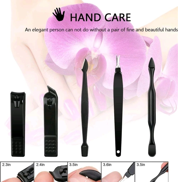 Unicorn Manicure Set Nail Clippers, 12 in 1 Stainless Steel Nail Scissors Grooming Kit with Peeling Knife, Nail Cleaning Knife, Acne needle, Blackhead Tool Leather Travel Case - Black, Free
