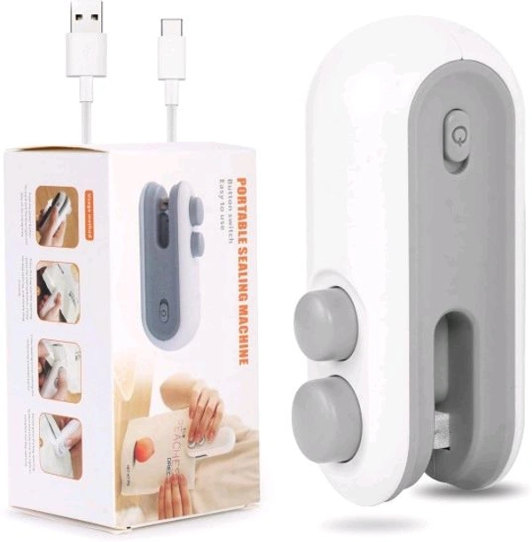 Smart Tech Portable Mini Sealing Machine, 2 in 1 USB Rechargeable Magnetic Heat Sealing & Cutting - Gray
