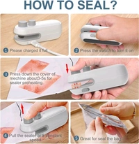 Smart Tech Portable Mini Sealing Machine, 2 in 1 USB Rechargeable Magnetic Heat Sealing & Cutting - Gray