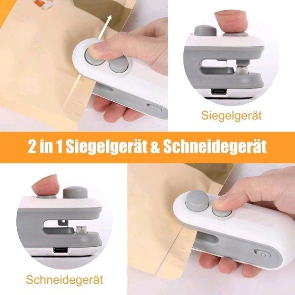 Smart Tech Portable Mini Sealing Machine, 2 in 1 USB Rechargeable Magnetic Heat Sealing & Cutting - Gray
